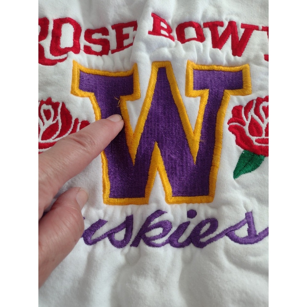 Vtg 92 Rose Bowl Washington Huskies Crewneck Sweatshirt UOW Sz M Embroidered 90s - Picture 10 of 10